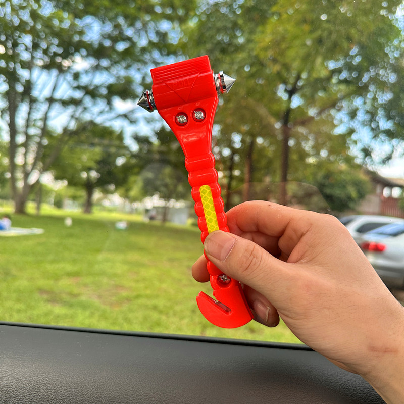 Car Safety Hammer Car-Mounted Multi-Functional Double-Headed Metal Hammer with Cutter to Escape and Save Lives Emergency Window-Breaking Artifact Wholesale