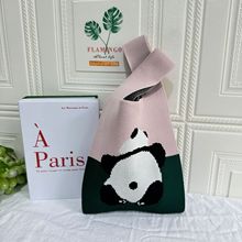 2024新款猫咪元素针织包包女大容量手提包潮流百搭手腕包马甲包潮