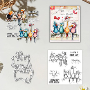 Cross-Border Wholesale Animal Bird Pattern Transparent Silicone Seal Carbon Steel Knife Mold Handbook Decoration DIY Silicone Seal