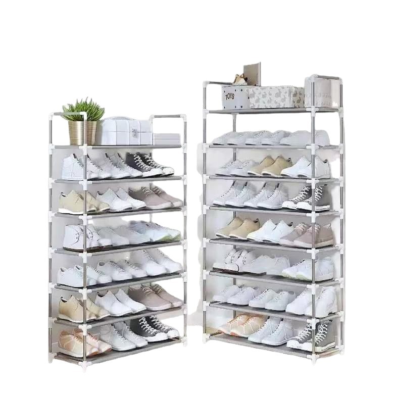 Estante de zapatos simple para armario de zapatos doméstico con pasamanos, estante de zapatos de almacenamiento duradero de ensamblaje multicapa y optimización multifuncional de la puerta del dormitorio