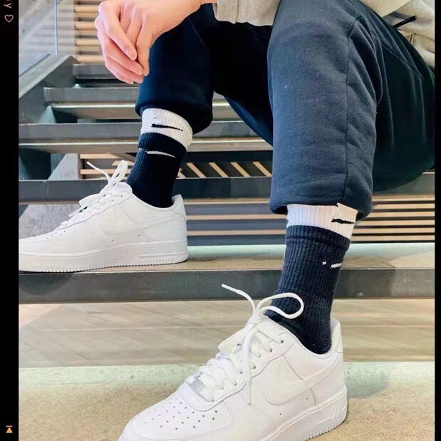 Spliced Fake Two Pairs of Long Mid-Calf Cotton Couples Low-Cut Sneakers for Men and Women Casual Warm and Wear-Resistant Korean Style Trendyy Sports Socks