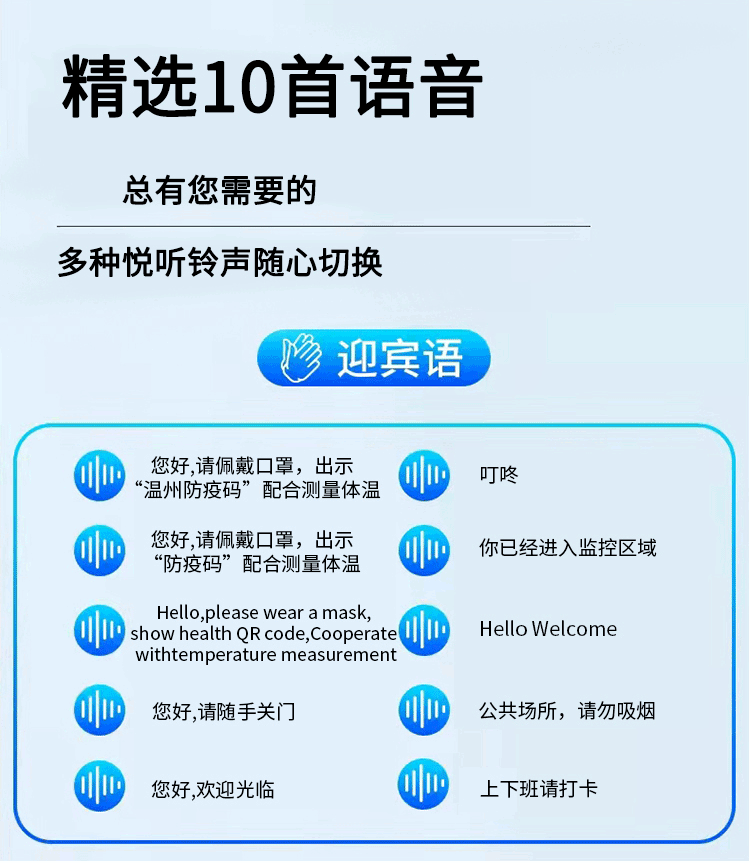 疫情防控语音提示器 来人提醒器智能感应门铃 红外感应语音播报器详情2