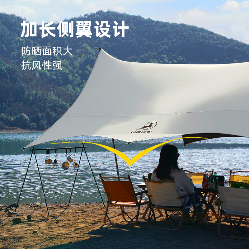deerland outdoor camping canopy tent black glue sunscreen large butterfly octagonal portable
