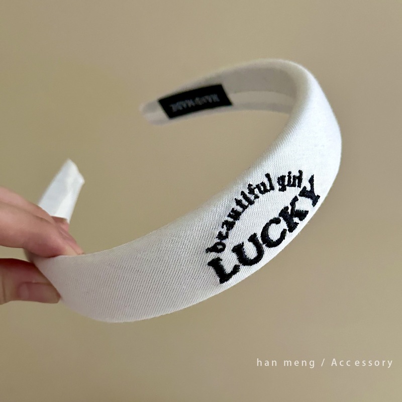 LUCKY刺绣字母发箍海绵高颅顶头箍新款高级感日常洗脸发箍发饰女|undefined