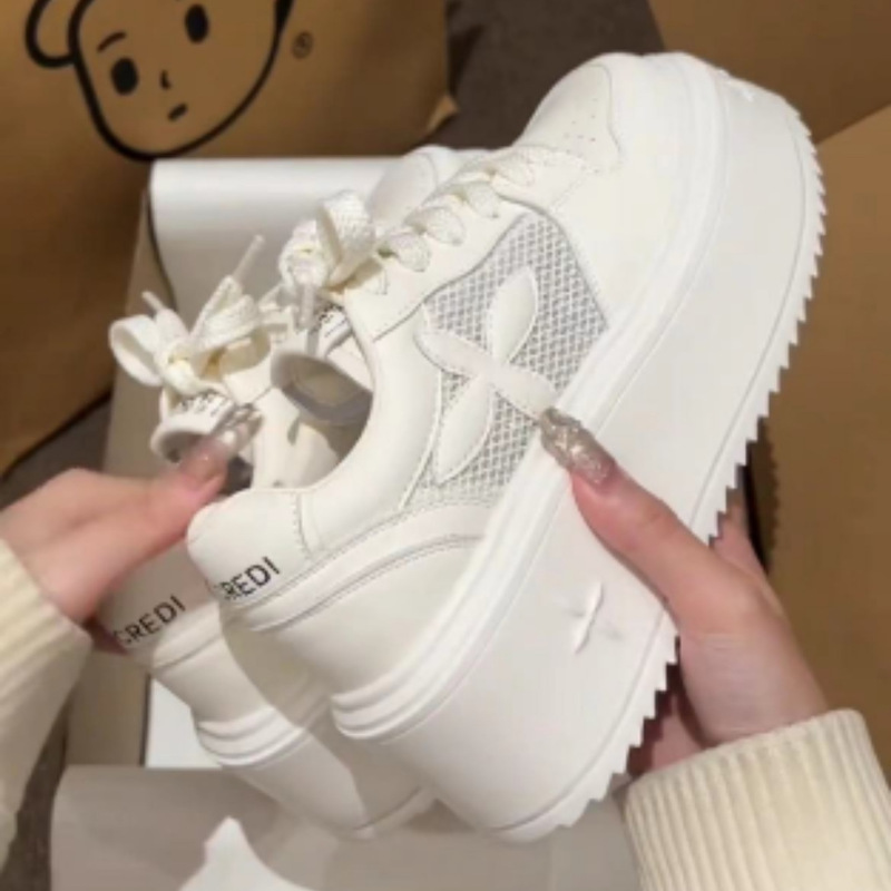 Breathable Mesh Platform Shoes Spring New Soft Sole Versatile White Shoes 2025 Korean Version Petite Sneakers for Women Breathable Mesh Platform Shoes Spring New Soft Sole Versatile White Shoes 2025 Korean Version Petite Sneakers for Women