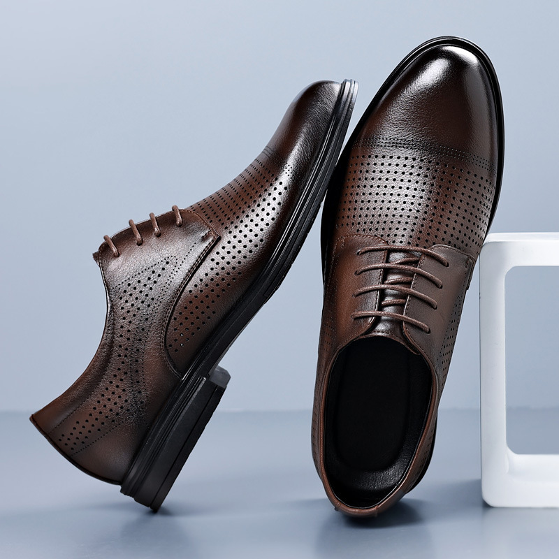 Men's Leather Shoes, Summer Hollow Breathable Men's Shoes, Soft Leather Genuine Leather Business Formal Shoes, Men's First-Layer Cowhide Sandals Men's Leather Shoes, Summer Hollow Breathable Men's Shoes, Soft Leather Genuine Leather Business Formal Shoes, Men's First-Layer Cowhide Sandals