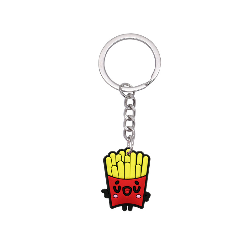 Llavero de PVC con simulación de frutas, colgante de metal de goma suave, decoración de pasteles y dulces, regalo para niñas, venta al por mayor