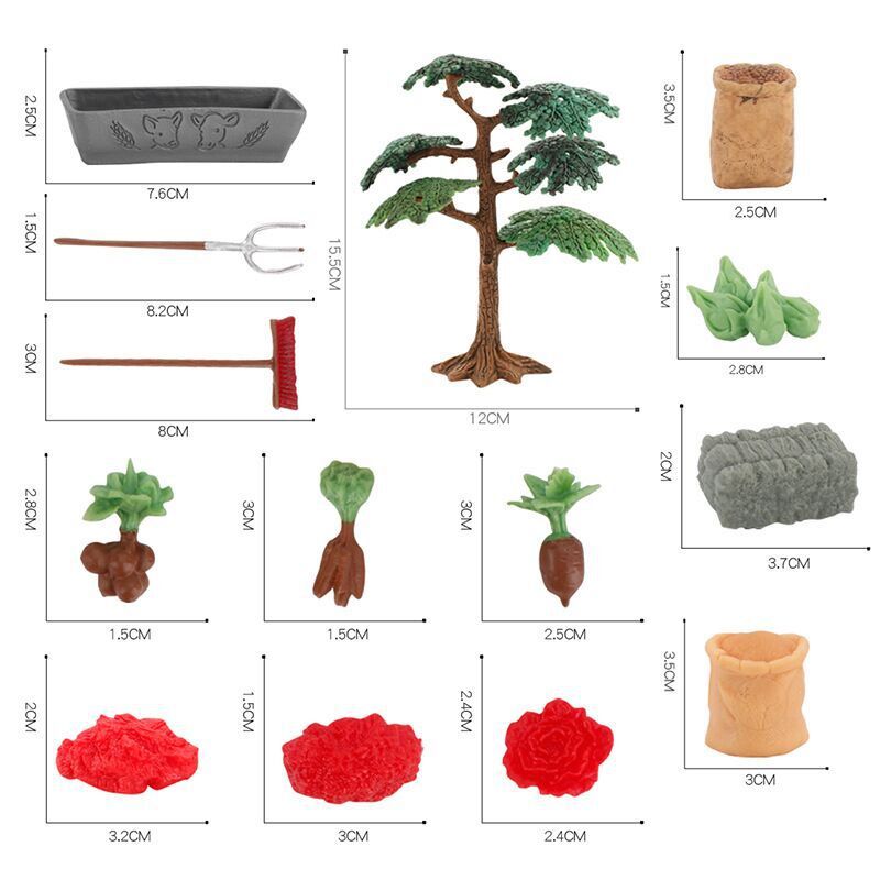Transfronteriza simulación de escritorio granja escena bandeja de arena accesorios modelo vegetal y fruta Valle carro adornos creativos