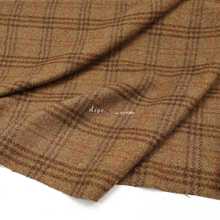 tweed 进口棕色彩纱格纹羊毛毛呢毛料面料西装大衣马甲外套裤布料