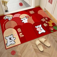 卡通紅色地墊入戶門墊進門腳墊防滑通喜慶布置新婚婚房門口地毯