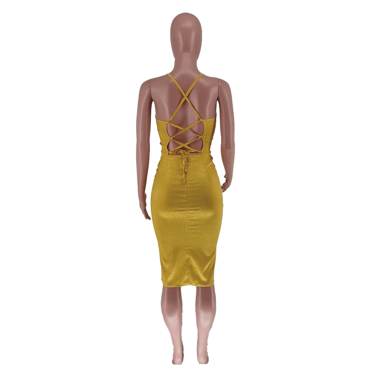 Abito donna sexy con scollo a v profondo e vita alta_voghion.com
