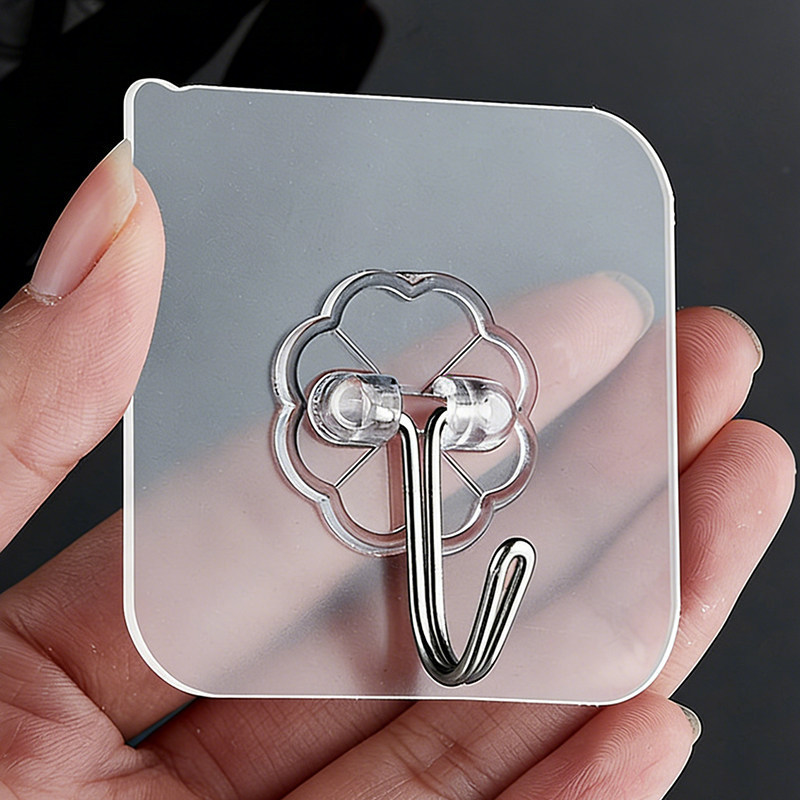 No-Drill Hook, Super Strong Self-Adhesive Wall-Mounted, Traceless, Universal Transparent Sticky Hook for Kitchen, Bathroom, and Restroom No-Drill Hook, Super Strong Self-Adhesive Wall-Mounted, Traceless, Universal Transparent Sticky Hook for Kitchen, Bathroom, and Restroom