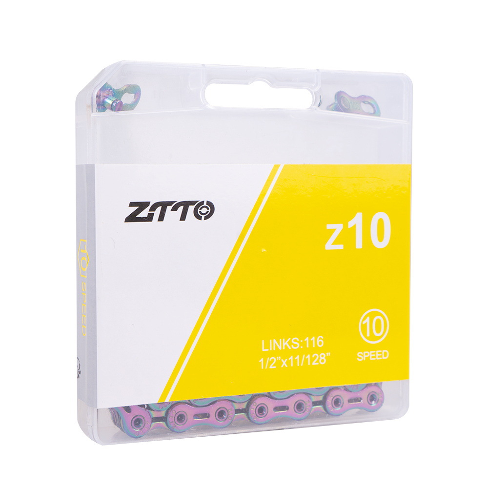 Cadena de bicicleta plegable de carretera de montaña ZTTO Cadena de color dorado plateado de 10 velocidades Cadena de velocidad variable de 116 secciones