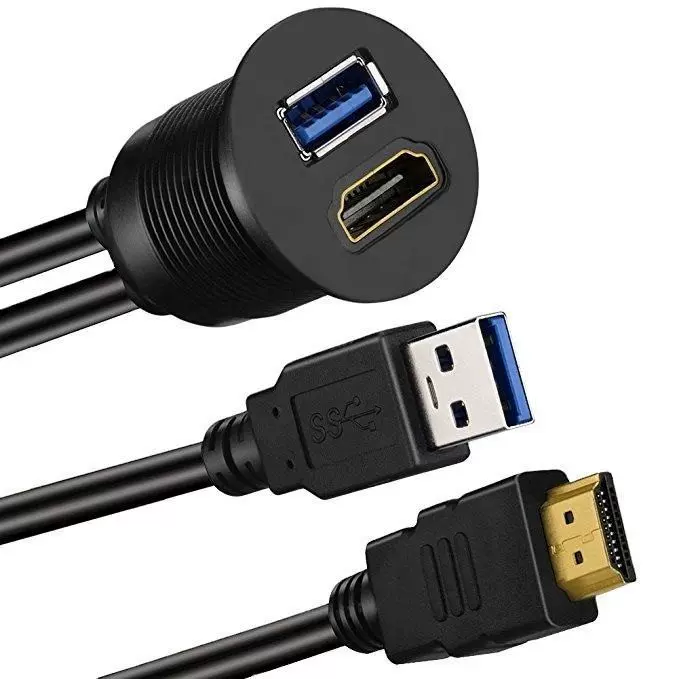 高清HDMI USB3.0汽车面板线 USB汽车防水线 HDMI USB延长线连接线
