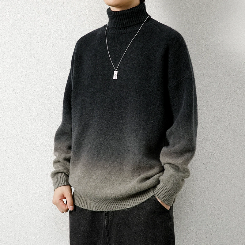 Демисезонный флис-кофточка из пряжи, oversize градиентный дизайн, толстый плюш, длина 60 см