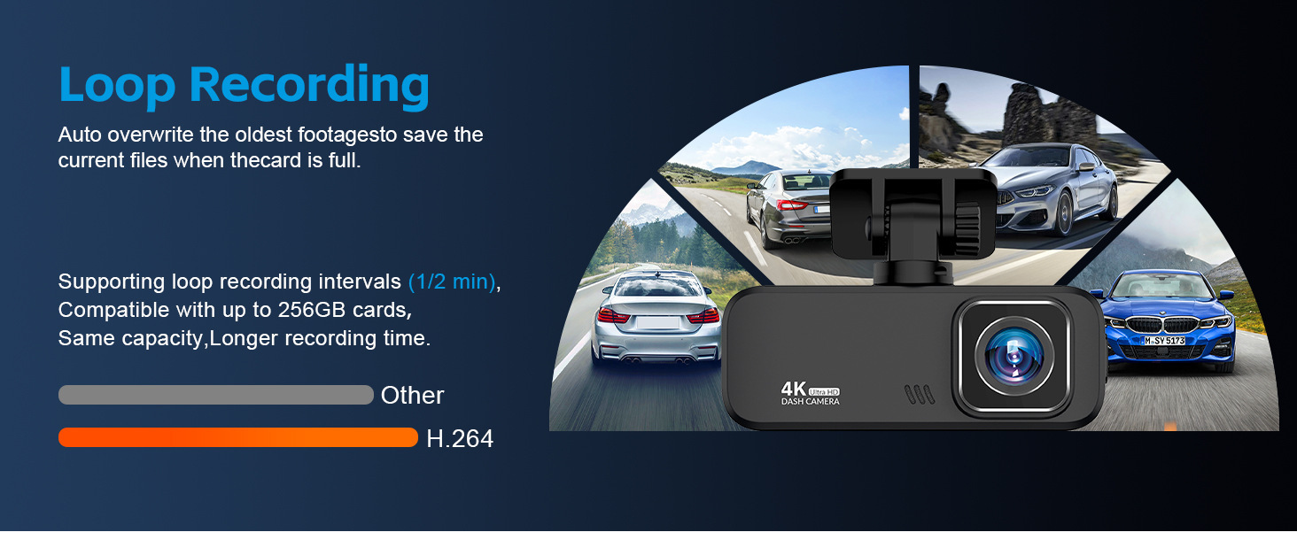 4K Dash Cam WIFI Front and Rear Dual Recording Night Vision