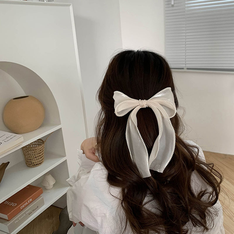 Korean new pearl streamer hairpin bow hairpin female bangs clippicture2