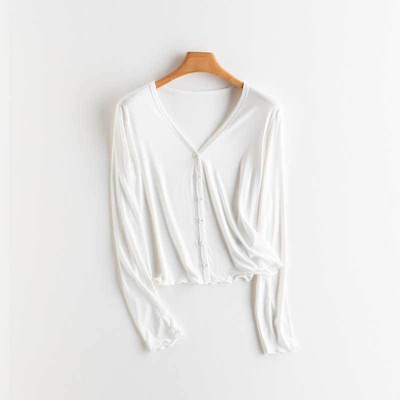 Skin Care Clothing! Designed V Neck Slim Pullover Bottoming Shirt Top for Women Early Autumn New Long-Sleeved Inner Knitwear