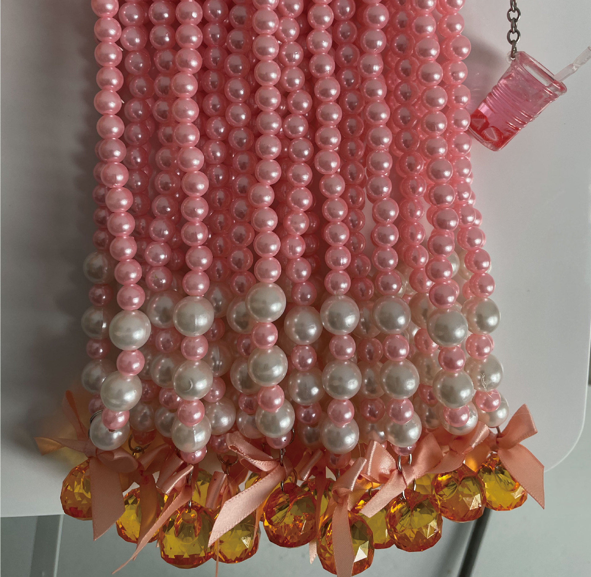 橘色地球珠项链-05