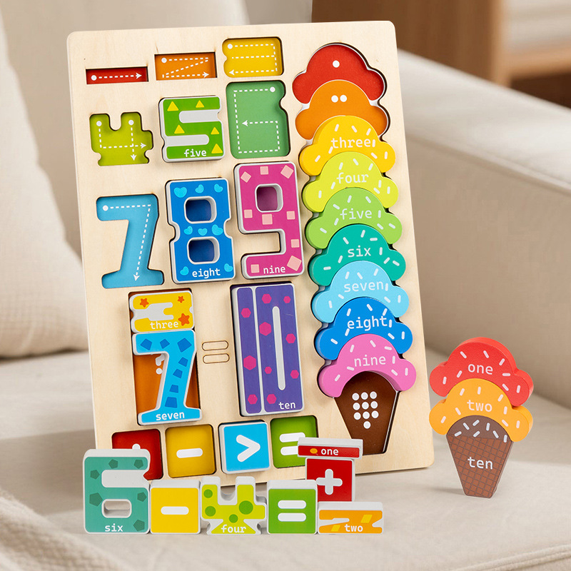 Bloqueo de madera digital equilibrio mosaico pieza de pieza juegos cognitivo de color para niños adición y sustracción aritmética juguete de pensamiento
