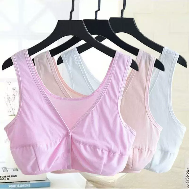 Тонкий бюстгальтер из чистого хлопка для женщин среднего и пожилого возраста с пряжкой спереди, бюстгальтер для свекрови, удобный бюстгальтер в стиле жилета для кормления грудью