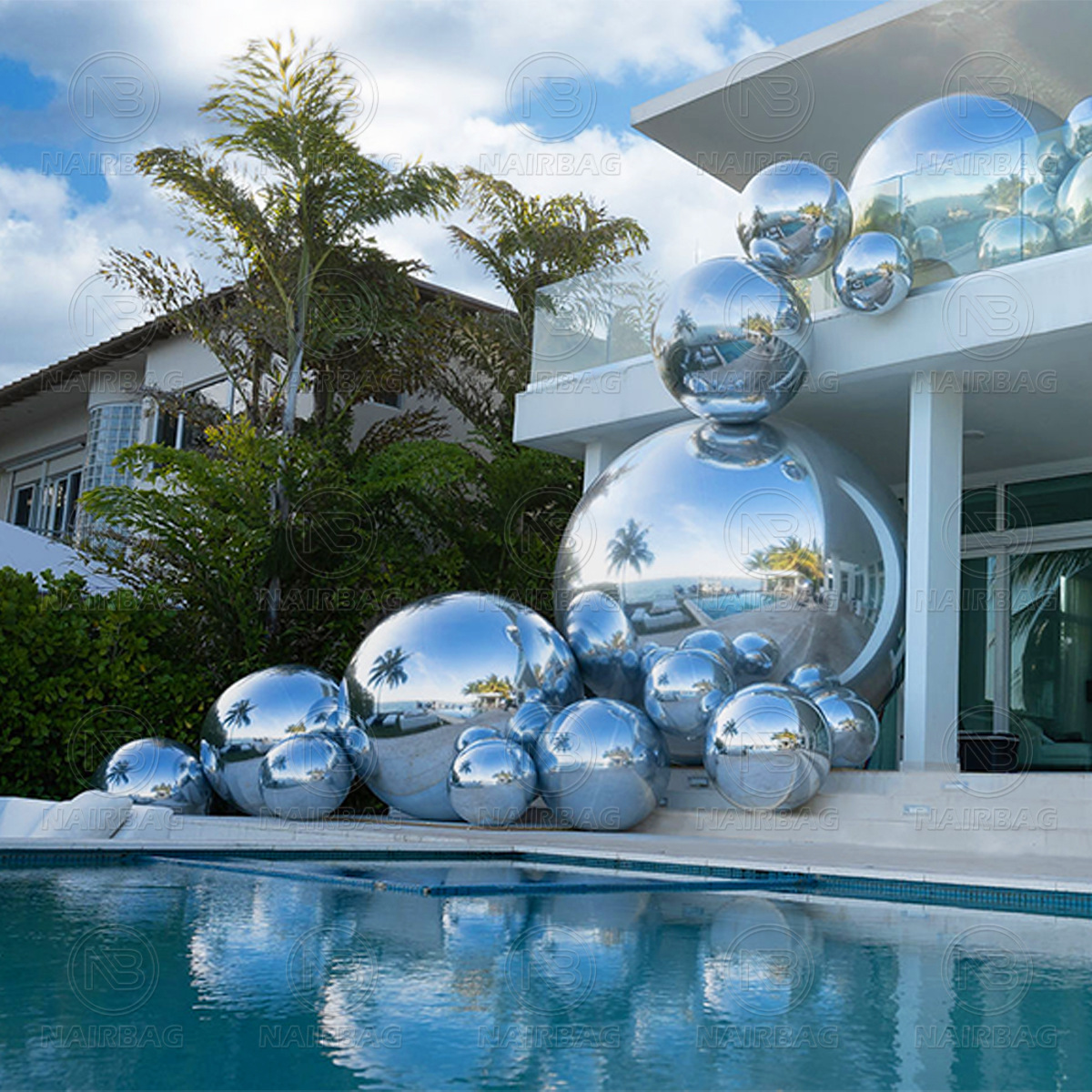 Bola de espejo inflable de PVC Comercio exterior Venta caliente Fiesta de la boda Centro comercial Festival Decoración DE LA ETAPA Bola reflectante láser