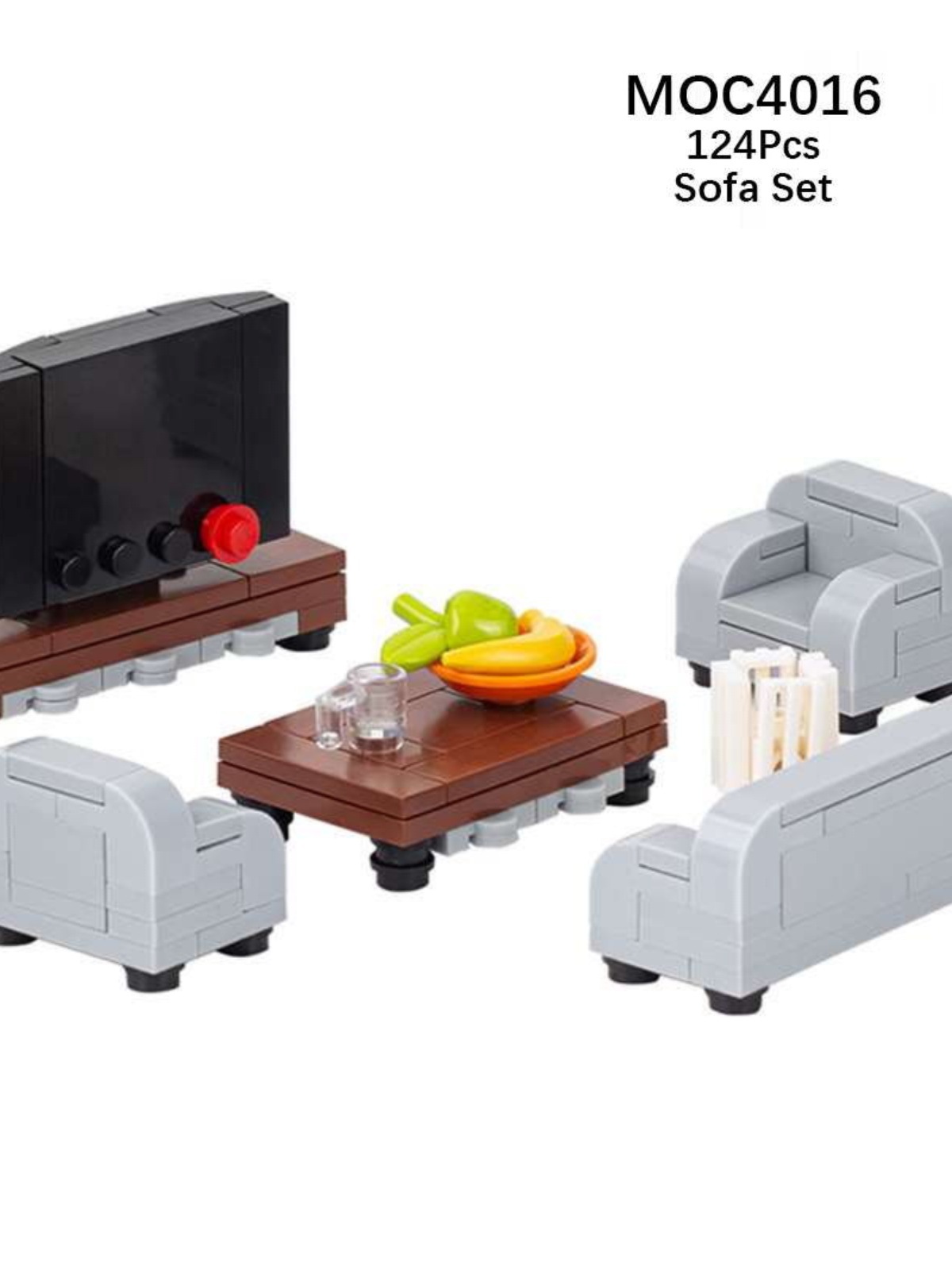 Chinese Building Blocks Moc City Family Series 2 Sofa Chaise Longue Billiard Table Piano Creative Assembled House Toys