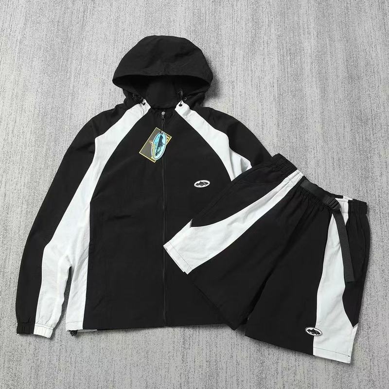 高品質コルテイズアルカトラズセットカラーブロック刺繍バッジユニセックスウインドブレーカーインジャケットショーツ|undefined