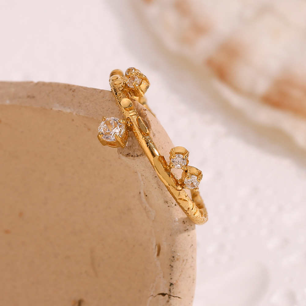 Zircon Inlaid Crown Stainless Steel Ring