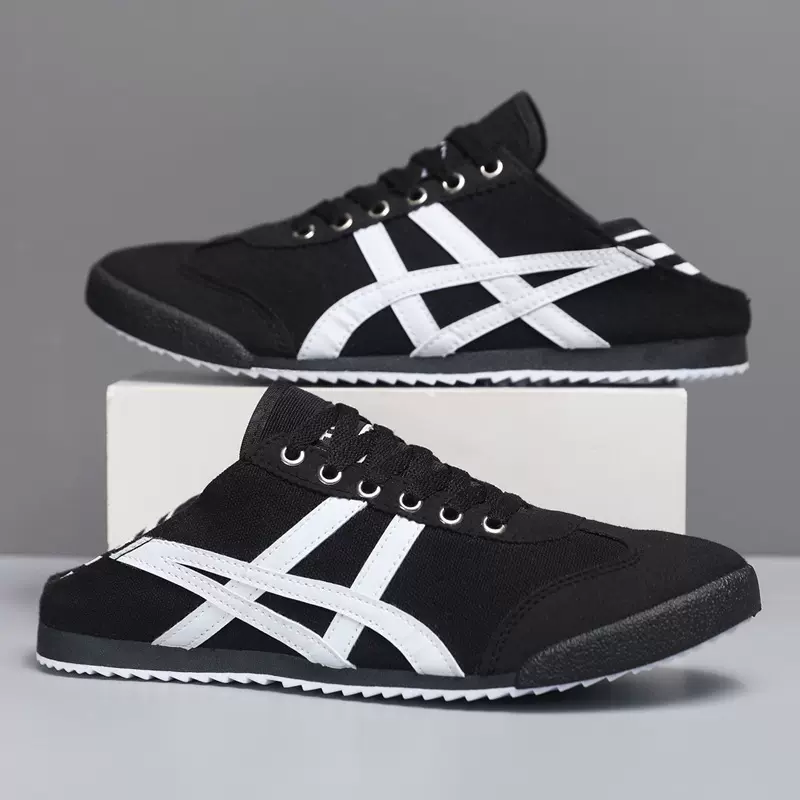 情侣休闲鞋半托两穿百搭运动帆布鞋平底鞋男女款春夏潮流时尚板鞋