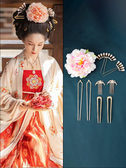 漢服頭飾女配飾品髮簪發梳明制古裝絹花髮飾襦裙髮釵仙氣女套裝