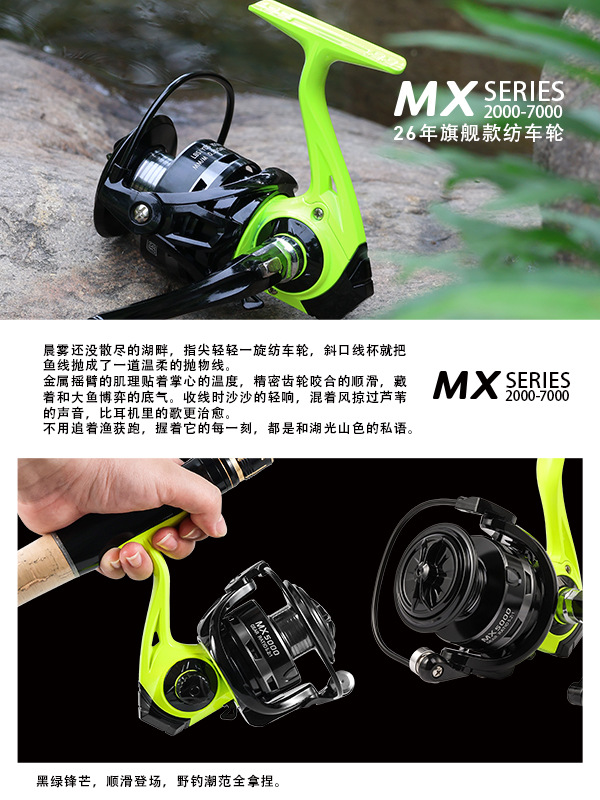 Yongshun fishMX no brecha rueda giratoria 13 + 1 rueda de pesca cabeza rueda de pesca carrete carretera rueda asiática rueda de largo alcance