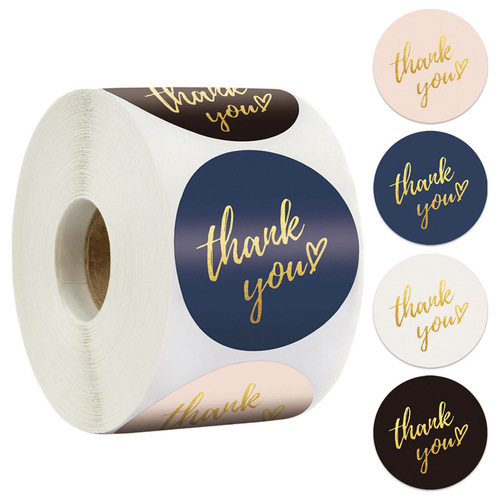 Cross-border wholesale color gold foil thank you gift decoration sealing sticker self-adhesive label