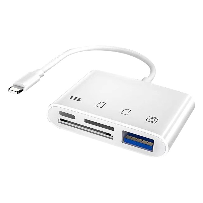 Aplicable a Apple OTG lector de tarjetas SD/TFiPhone iPad adaptador de Cuatro en Uno OTG función de carga