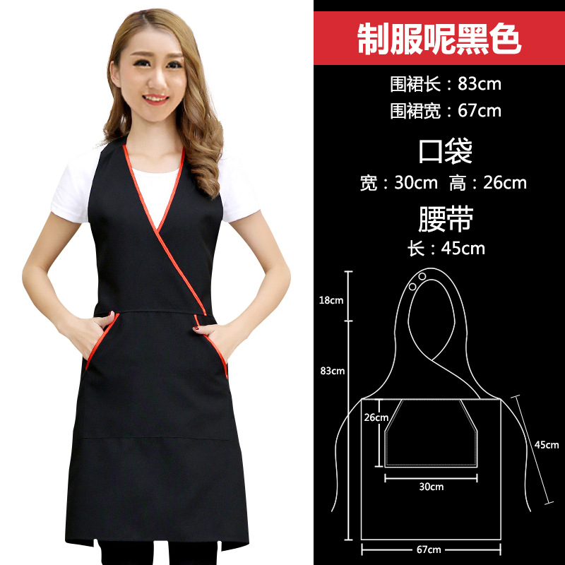 V-cuello publicidad delantal logotipo personalizado salón de uñas cafetería guardapolvos hogar cocina delantal al por mayor personalizado