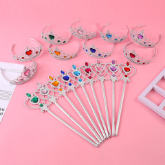 Manufacturer children's headwear crown princess clothing accessories fairy wand gemstone crown magic wand headband jewelry