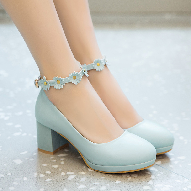 Girls' Leather Shoes, Medium and Large Kidsren's High Heels, Spring and Autum Student Shoes, Sweet Princess Shoes for 10-Year-Old Girls