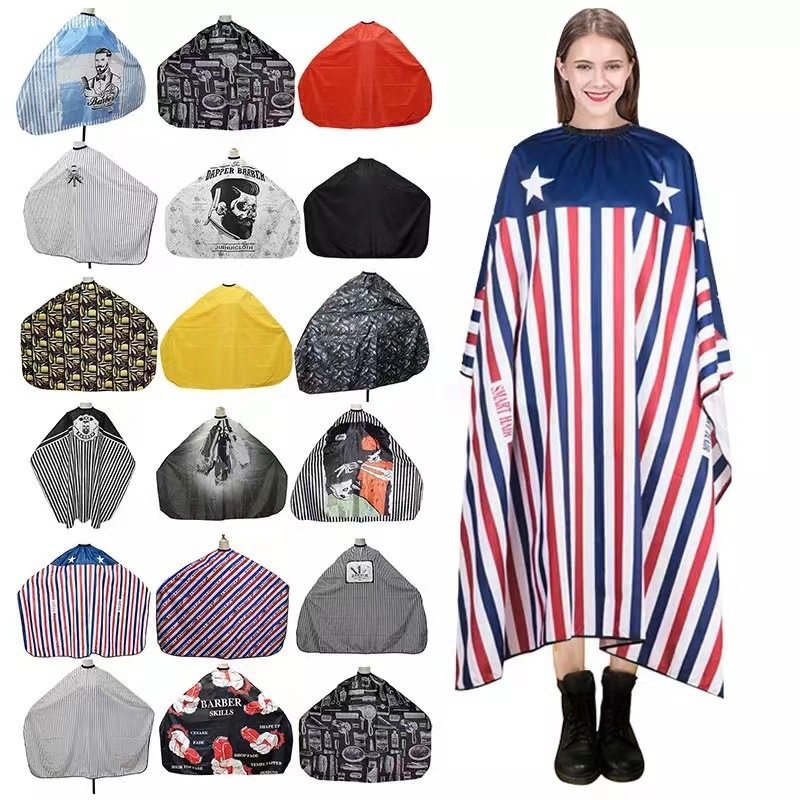 New European and American Barber Apron, Perm and Dyeing Tools, Barber Shop Hair Cutting and Dyeing Stripesd Printed Shawl Apron Wholesale