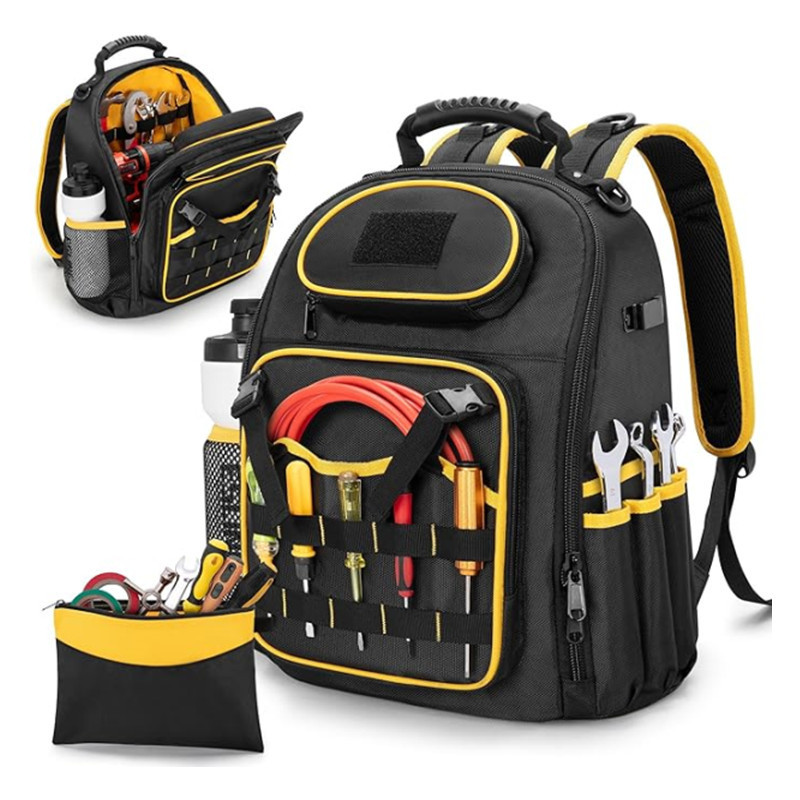 Nueva herramienta de tela Oxford, mochila, bolsa de herramientas, kit pesado, con múltiples bolsillos y funda para computadora portátil