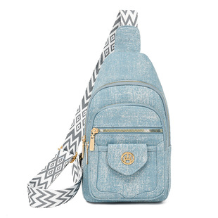 Chest Bag Women's Cross-border New Denim Women's Shoulder Crossbody Bag All-match Textile Large Capacity Casual Women's Chest Bag