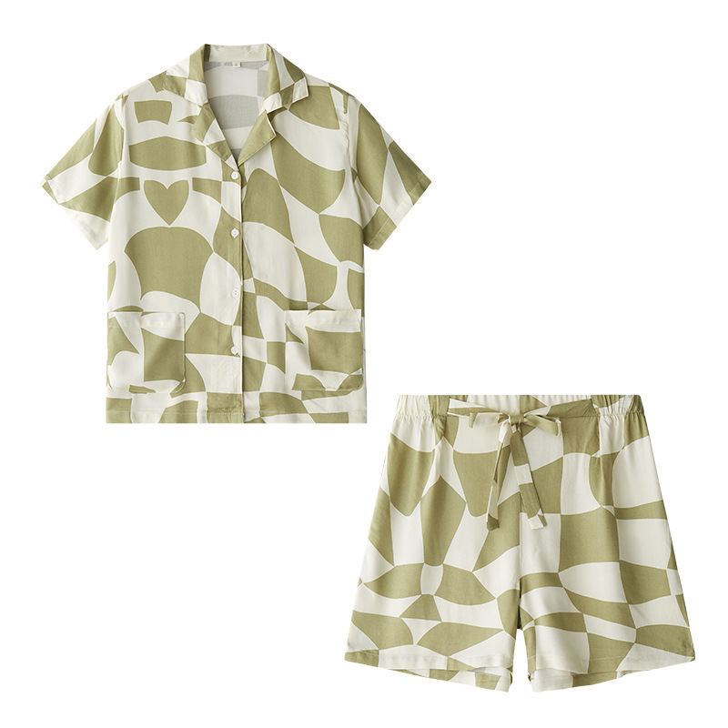 공 새틴 1017 짧은-불규칙한 녹색 격자