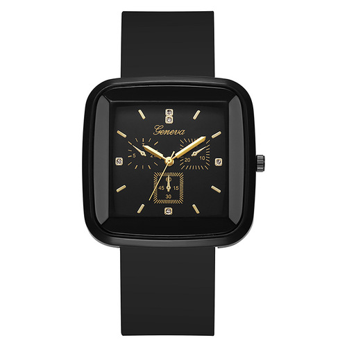 Square fashionable autumn and winter niche student watch simple silicone strap Instagram Korean style women's quartz watch women