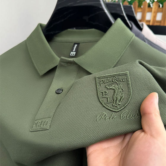 Short-sleeved polo shirt men's pullover top fashion lapel summer light business polo shirt men's short-sleeved T-shirt
