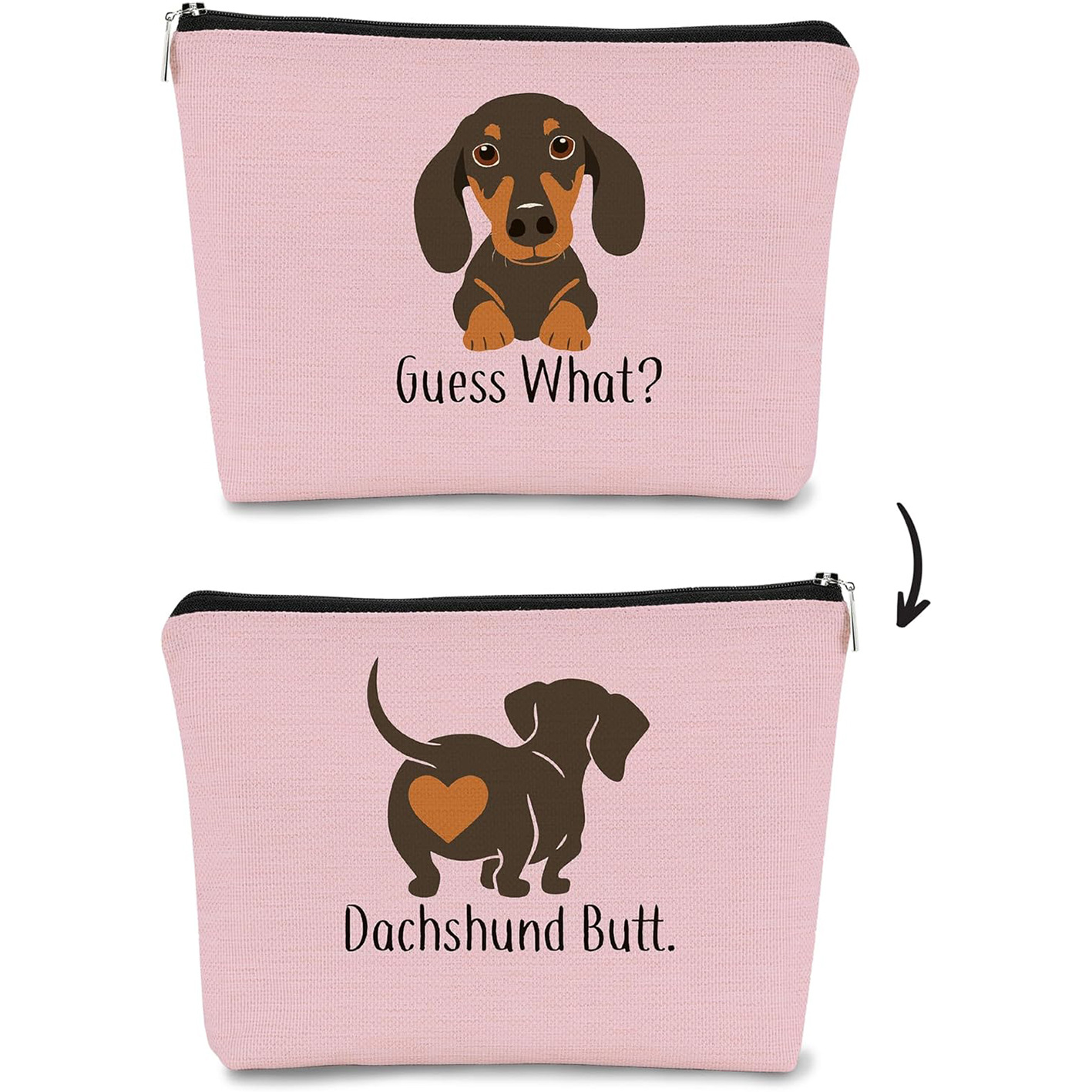 Bolso cosmético estampado de doble cara de perro lindo estilo explosivo transfronterizo de Amazon, bolso multifuncional con cremallera para mujer