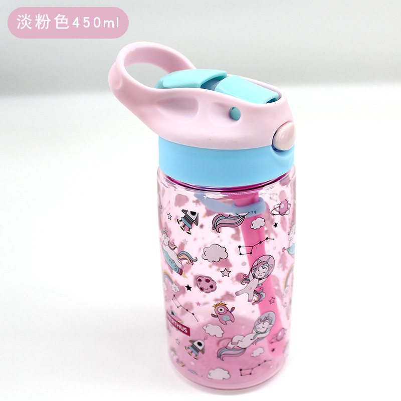 Taza de agua deportiva para niños, botella de agua de plástico portátil resistente a altas temperaturas para estudiantes masculinos y femeninos, linda taza de agua potable directa