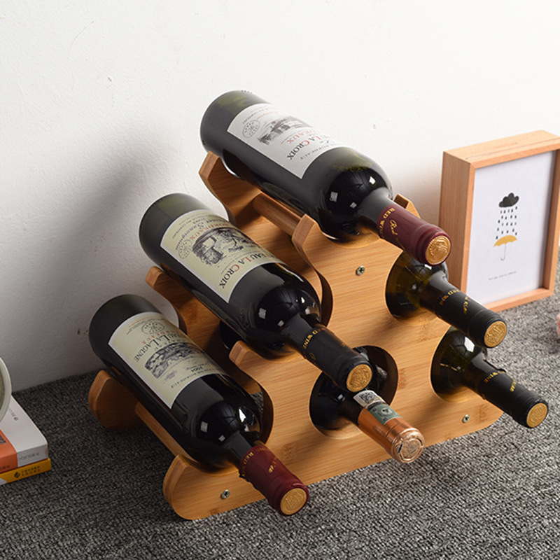 Wooden Red Wine Rack Ornaments European Style Wine Rack Creative Wine Bottle Rack Multi-Grid Display Rack Household Wine Cabinet Storage Rack