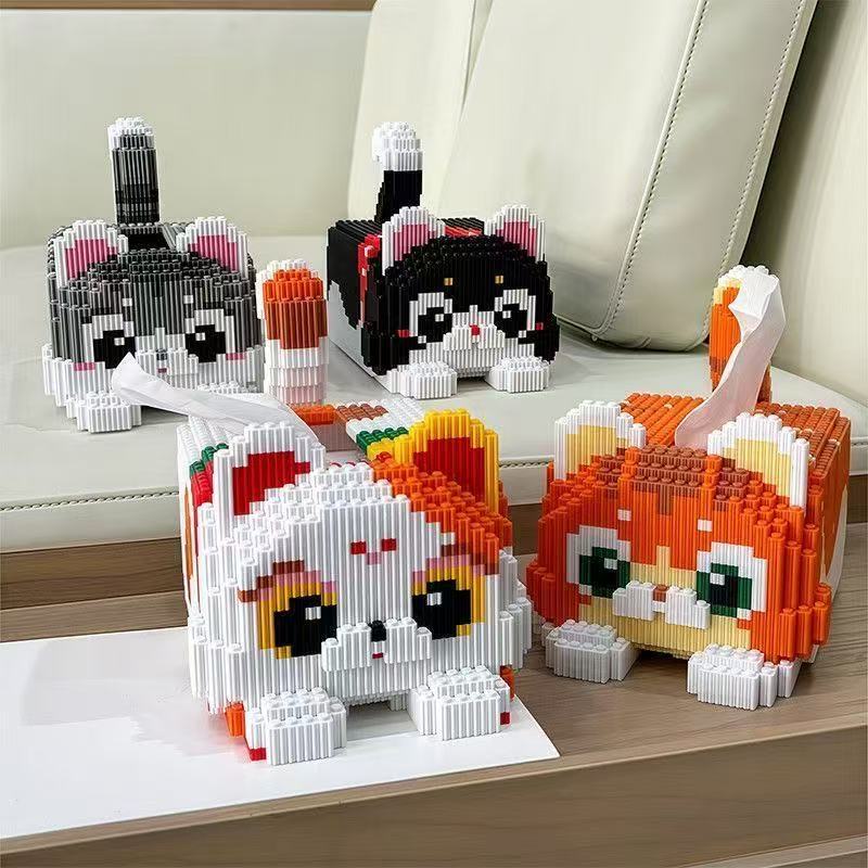 Cat Tissue Box DIY Handmade Puzzle Piece 3D Ornament Toy Creative Puzzle Bead Art Cat Tissue Box DIY Handmade Puzzle Piece 3D Ornament Toy Creative Puzzle Bead Art
