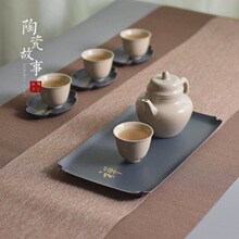 黄铜制茶盘日式简约家用奉茶盘隔热茶托台功夫茶具配件