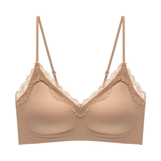 Wow, Popular French Style Intimates with Lace Edges, Small Breasts, Push-Up, No Rims, Breast-Retracting Push-Up Bra