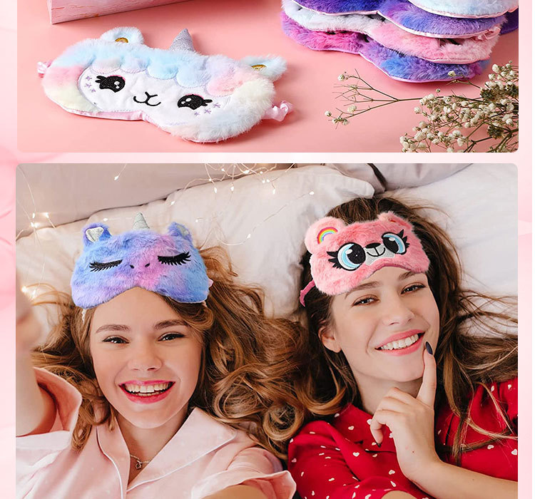 Cute Cartoon Cotton Plush Satin Eye Mask